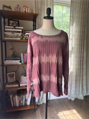 We The Free Ribbed Tie-Dye Long-Sleeve Top in Mauve (dusty rose)and Light Mauve